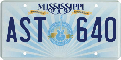 MS license plate AST640
