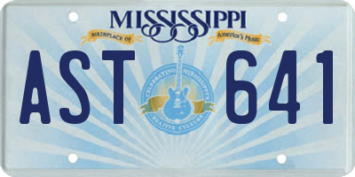 MS license plate AST641