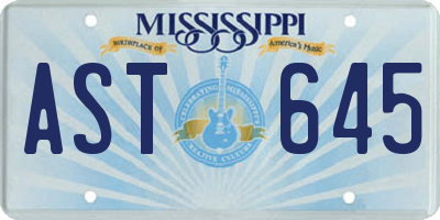 MS license plate AST645