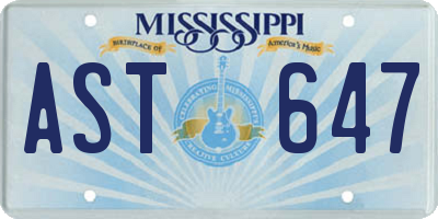MS license plate AST647