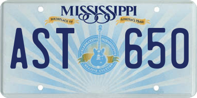 MS license plate AST650