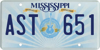 MS license plate AST651