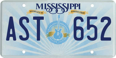 MS license plate AST652