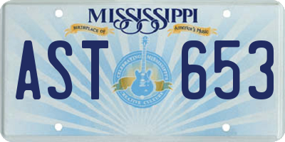 MS license plate AST653