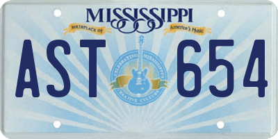 MS license plate AST654