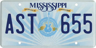 MS license plate AST655