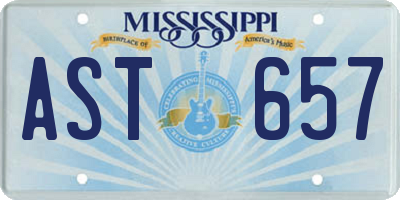 MS license plate AST657