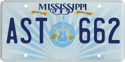 MS license plate AST662