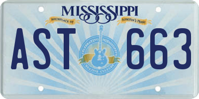 MS license plate AST663