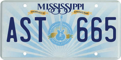 MS license plate AST665