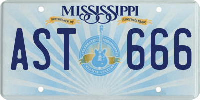 MS license plate AST666