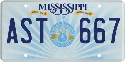 MS license plate AST667