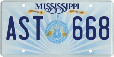 MS license plate AST668