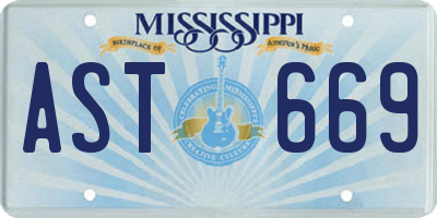 MS license plate AST669