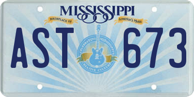 MS license plate AST673