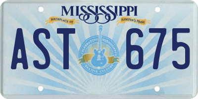 MS license plate AST675