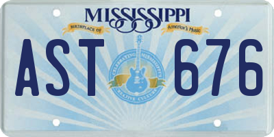 MS license plate AST676
