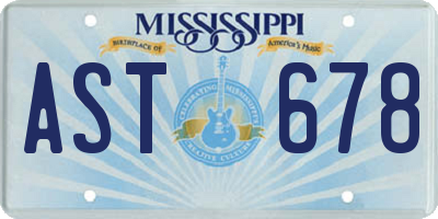 MS license plate AST678