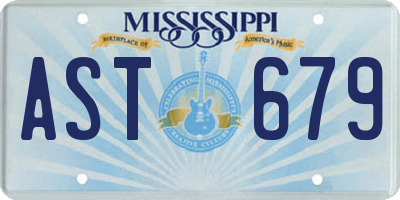 MS license plate AST679