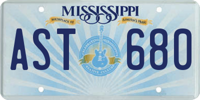 MS license plate AST680