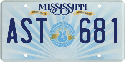 MS license plate AST681