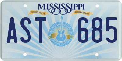MS license plate AST685