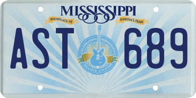 MS license plate AST689
