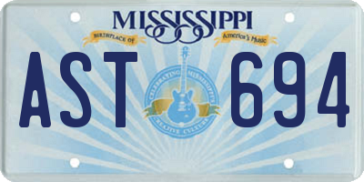 MS license plate AST694