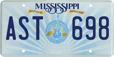 MS license plate AST698