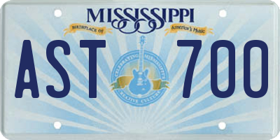 MS license plate AST700