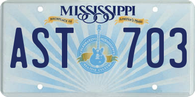 MS license plate AST703
