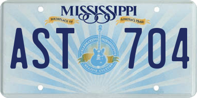 MS license plate AST704