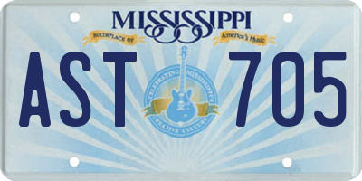 MS license plate AST705