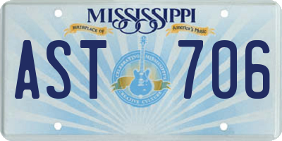 MS license plate AST706