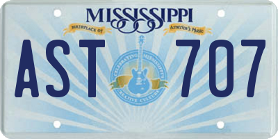MS license plate AST707