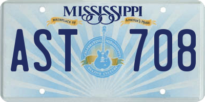 MS license plate AST708