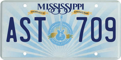 MS license plate AST709