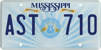 MS license plate AST710
