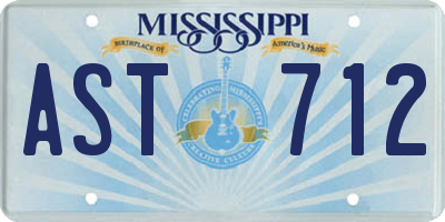 MS license plate AST712