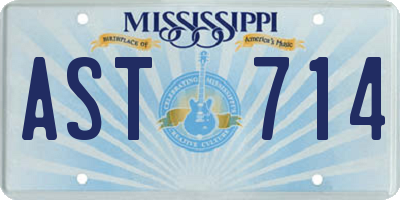 MS license plate AST714