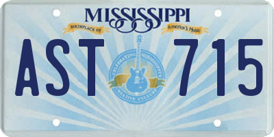 MS license plate AST715