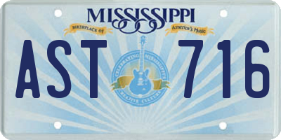 MS license plate AST716