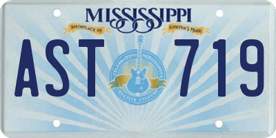 MS license plate AST719