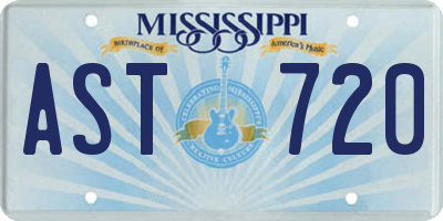 MS license plate AST720