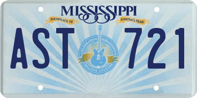 MS license plate AST721