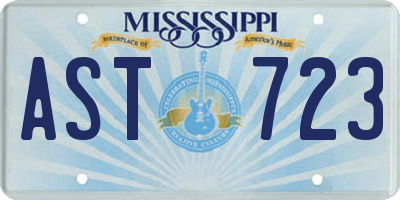 MS license plate AST723