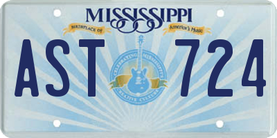 MS license plate AST724