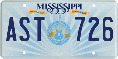 MS license plate AST726