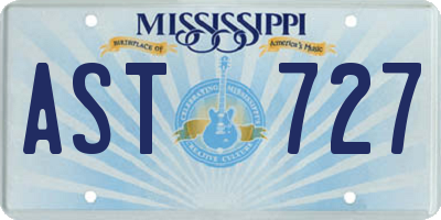 MS license plate AST727