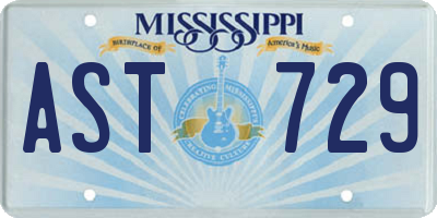 MS license plate AST729
